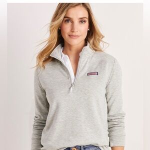 Vineyard Vines Light Gray Quarter-Zip Pullover Sweatshirt